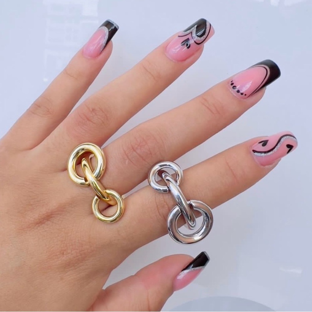 Gold Tone Double Circle Adjustable Ring